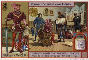 Felipe el Bueno, Duque de Borgoña, reuniéndose con artistas, 1450 de European School